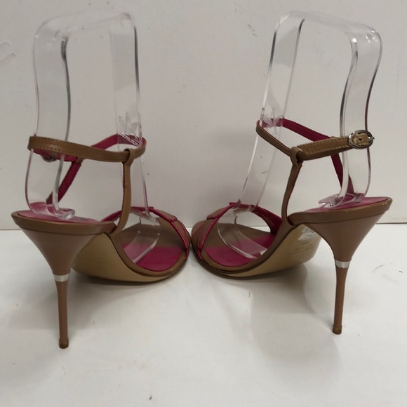 Just Cavalli Made in Italy Tan HighHeel wPinkTrim - Picture 3 of 4